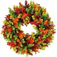 thumbnail image 5 of Artificial Fall Wreaths for Front Door Rustic Autumn Wreath with Pumpkin,Rose,Berry Branchesm,Mixed Leaves Thanksgiving Wreath Fall Door Wreath for Halloween Thanksgiving Indoor Outdoor Decor (D17.7), 5 of 5