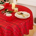 thumbnail image 6 of Round Christmas Tablecloth - 60 Inch - Plaid Tartan Water Stain Resistant Table Cover, Washable Polyester Checkered Table Cloth for Xmas Dinner/Party Decoration/Holiday, 6 of 7