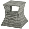 thumbnail image 1 of Outsunny 21.3" Mixed Grey Rattan Wicker Outdoor End Table with Umbrella Hole & 2-Tier Storage for Patio Garden Balcony, Weather-Resistant PE Wicker, 1 of 7