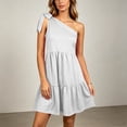 thumbnail image 5 of YuXingFu Wedding Guest Dresses for Women Short Mini Sleeveless Plus Size Womens Dress Crew Neck Solid Color Slim Fit Casual Summer White S, 5 of 9