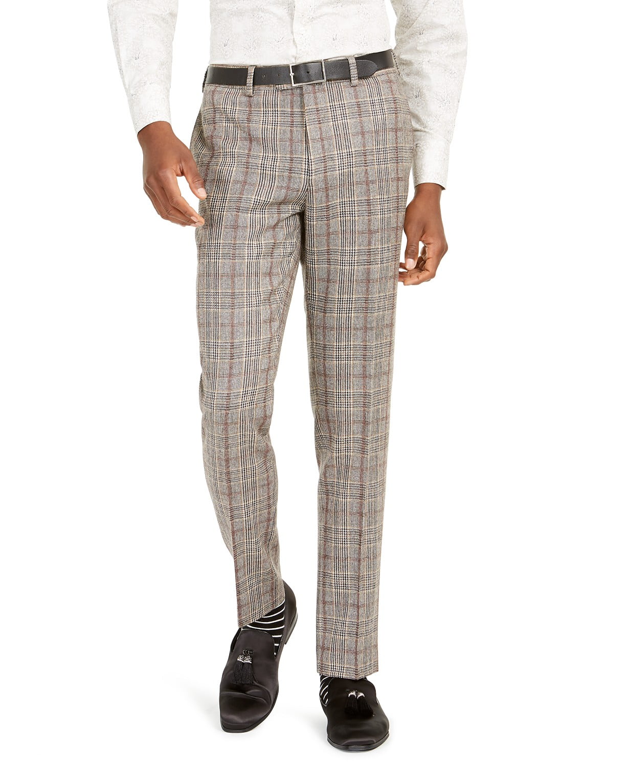 Tallia Mens Dress Pants 33x30 Plaid 
