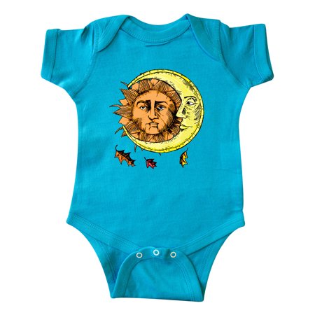 

Inktastic Autumnal Equinox Sun and Moon Woodcut with Leaves Gift Baby Boy or Baby Girl Bodysuit