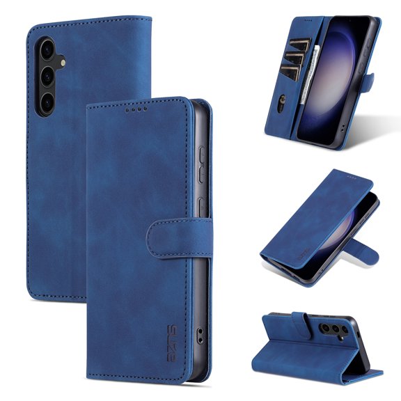Allytechgroup Wallet Case for Samsung Galaxy S23 FE, Premium PU Leather RFID Blocking Cards Slots Stand Mangetic Closure Flip Folio Phone Case Cover for Galaxy S23 FE, Blue