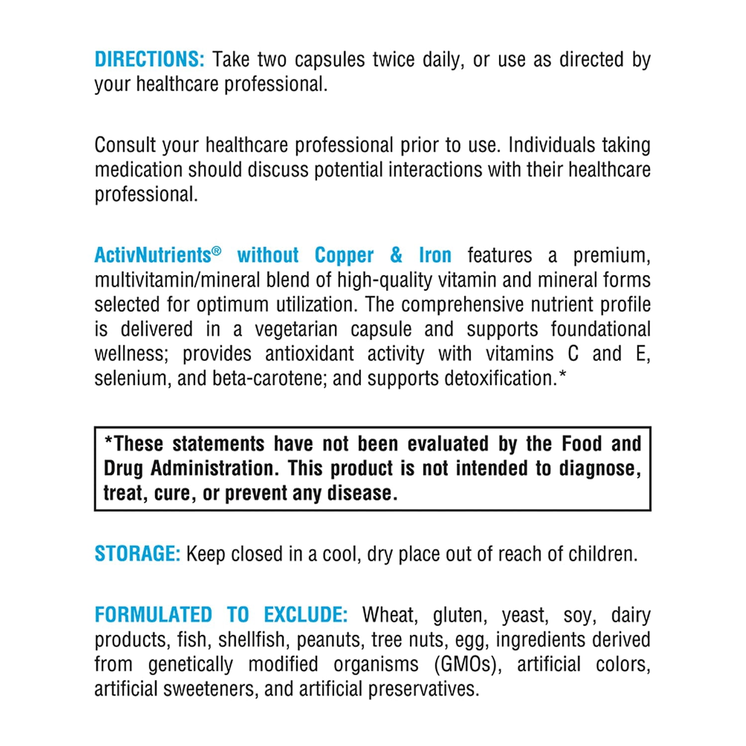 XYMOGEN ActivNutrients without Copper & Iron - Multimineral Formula for Wellness Support - Antioxidant Activity Support - Vegetarian, Non-GMO & Gluten Free - 120 Capsules