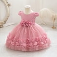 thumbnail image 3 of CPNG Toddler Baby Girls Birthday Party Dress Cap Sleeve Flower Girl Wedding Shiny Butterfly Pageant Formal Ball Dress(Pink,4-5 Years), 3 of 7