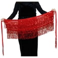 thumbnail image 1 of Sonducket a la cadera de moda, bufanda Retro con borlas, hermosa envoltura multicolor, ropa de baile, diamantes de imitación brillantes, disfraz Prendas para la parte inferior del cuerpo Rojo, 1 of 6