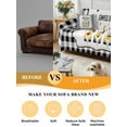 thumbnail image 5 of Gnomes Bees Sofa Covers for 2-3 Cushion Couch L-Shaped Sectional, Spring Sunflowers Honey Daisy Black Plaid Washable Sofa Covers Slipcover for Living Room Furniture, Couch Cover Blanket 71"x134", 5 of 9