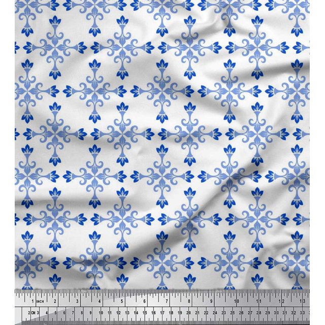 Soimoi Modal Satin Fabric Damask Decorative Print Sewing Fabric Yard 42 Inch Wide