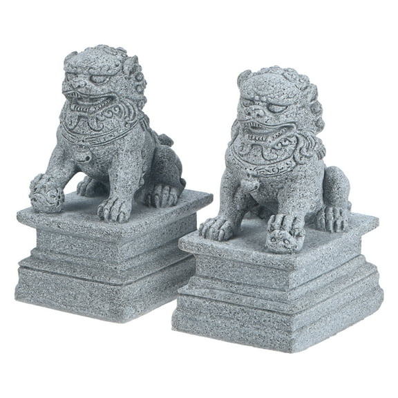 Uxcell 1 Pair Fu Dogs Statues, 3.5" H Stone Guard Lion Statues Guard Against Evil Energy Chinese Feng Shui Decor for Living Rooms/Desks/Bedrooms
