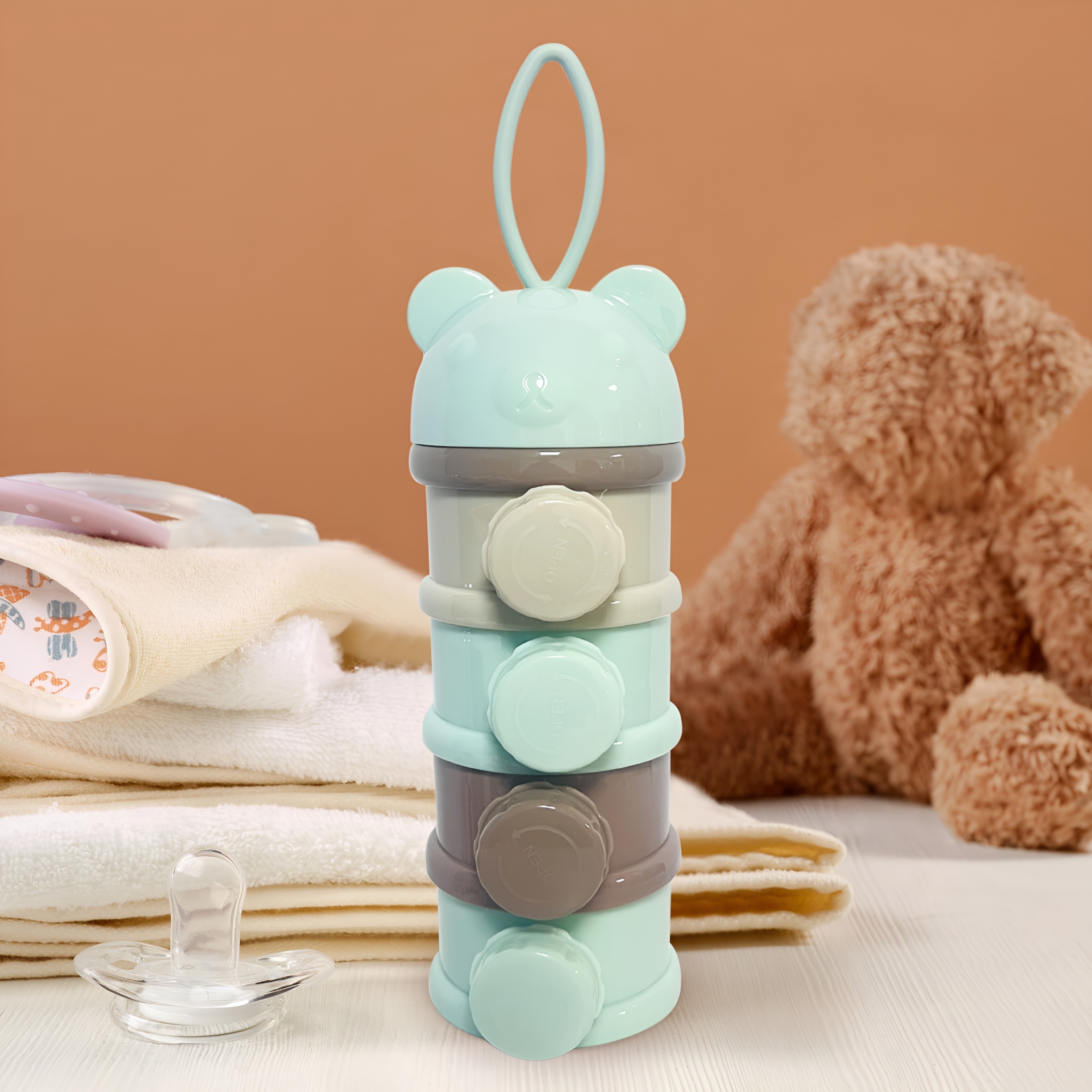 ACDANC 2026 New 4 Layers Baby Milk Powder Formula Dispenser on the Go,Formula Container for Travel,Non-Spill Stackable Baby Snack Storage Container with Handle,Bpa Free