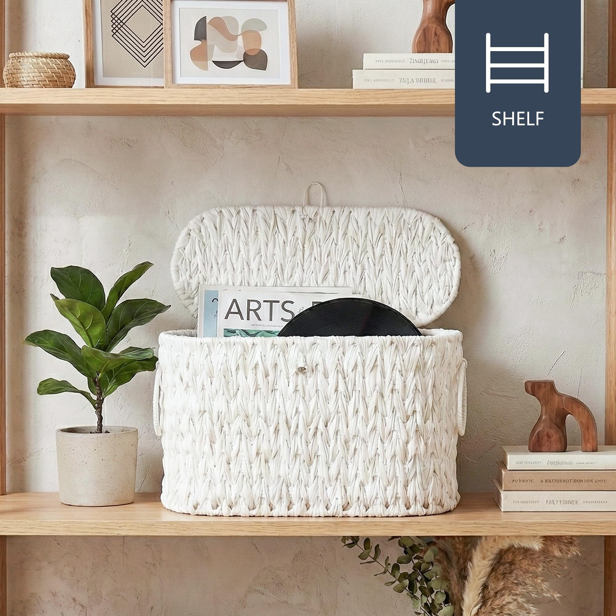 Toilet Paper Basket Wicker Storage With Lid Decorative Boho For Bathroom Free Standing-cream White