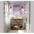 thumbnail image 2 of S4sassy Removable Vintage Style Waterproof Wall Wrap, Mosaic Tile Wallcover, Floral Tile Contact Paper for Backsplash, Kitchen, Self Adhesive Vinyl Wallpaper Roll- Purple - 25"x360", 2 of 9