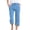 Blue, variant on Women's Plus Size Striped Capris with Pockets and Elastic Waist Casual Wide Leg