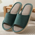 thumbnail image 2 of Daznico Unisex Linen Slippers - Summer Thick Sole Non- Indoor House Shoes, Breathable Comfort for Men & Women,Color:Dark Green,Size:5.5, 2 of 9