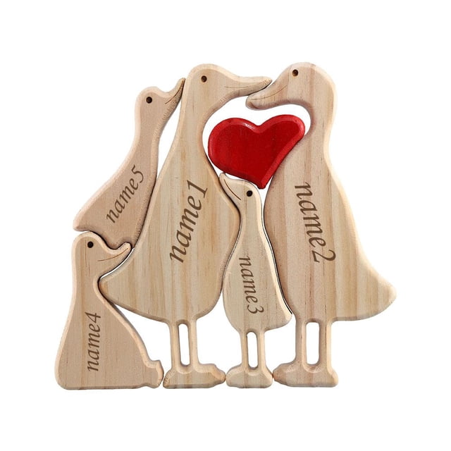 LUVCLS Rompecabezas de patos de madera personalizado, con 3-6 nombres de familia, regalos personalizados para mamá abuela, regalos de rompecabezas familiares de patos de madera, para cumpleaños, Nav