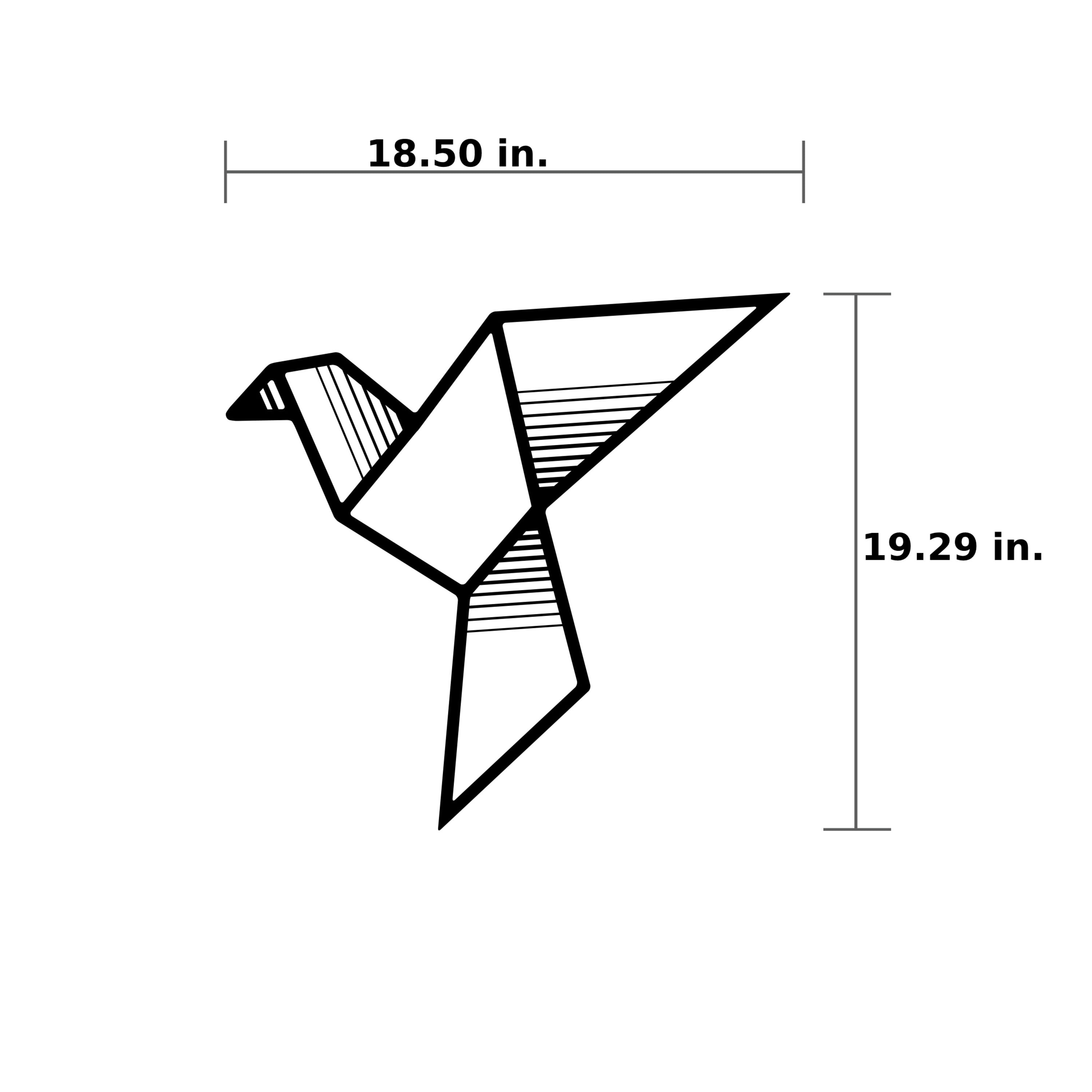 Ada Home Decor Furniture Black Origami Crane Modern Metal Wall Art