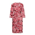 thumbnail image 4 of Yuyamidu Candy Canes Long Bath Robe Loose Robes Nightgowns for Women Size 2XL Soft Spa Bathrobes Nightgown Christmas Pajamas Sleepwear Casual Housecoat, Red, 4 of 7