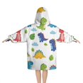 thumbnail image 2 of White Dinosaurs Clouds Leaves Pattern Blanket Hoodies for Kids 6-13YR Oversize Wearable Blanket Hoodies for Boys Girls Teens, 2 of 7