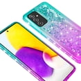 thumbnail image 4 of Compatible for Samsung Galaxy A82 5G Case, Samsung Galaxy Quantum 2 Case, with Tempered Glass Screen Protector SOGA Diamond Liquid Quicksand Cover Cute Girl Women Phone Case - Teal / Purple, 4 of 5