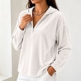 thumbnail image 4 of tarylea Velour Hoodies for Women Long Sleeve Half Zipper Pullover Tops Casual Loose Fall Plain Tops, 4 of 5