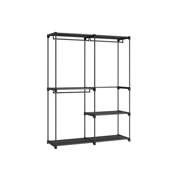 SONGMICS Portable Closet, Freestanding Closet Organizer, Clothes Rack with Shelves, Hanging Rods, Storage Organizer, for Cloakroom, Bedroom, 54.3 x 16.9 x 71.7 Inches, Ink Black