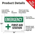 thumbnail image 2 of First Aid Station OSHA Emergency Aluminum Sign 14 Inch x 10 Inch - 10 Pack, 2 of 8