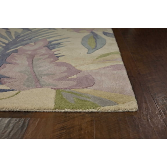 2' x 10' Pastel Tropical Leaves Wool Indoor Runner Rug
