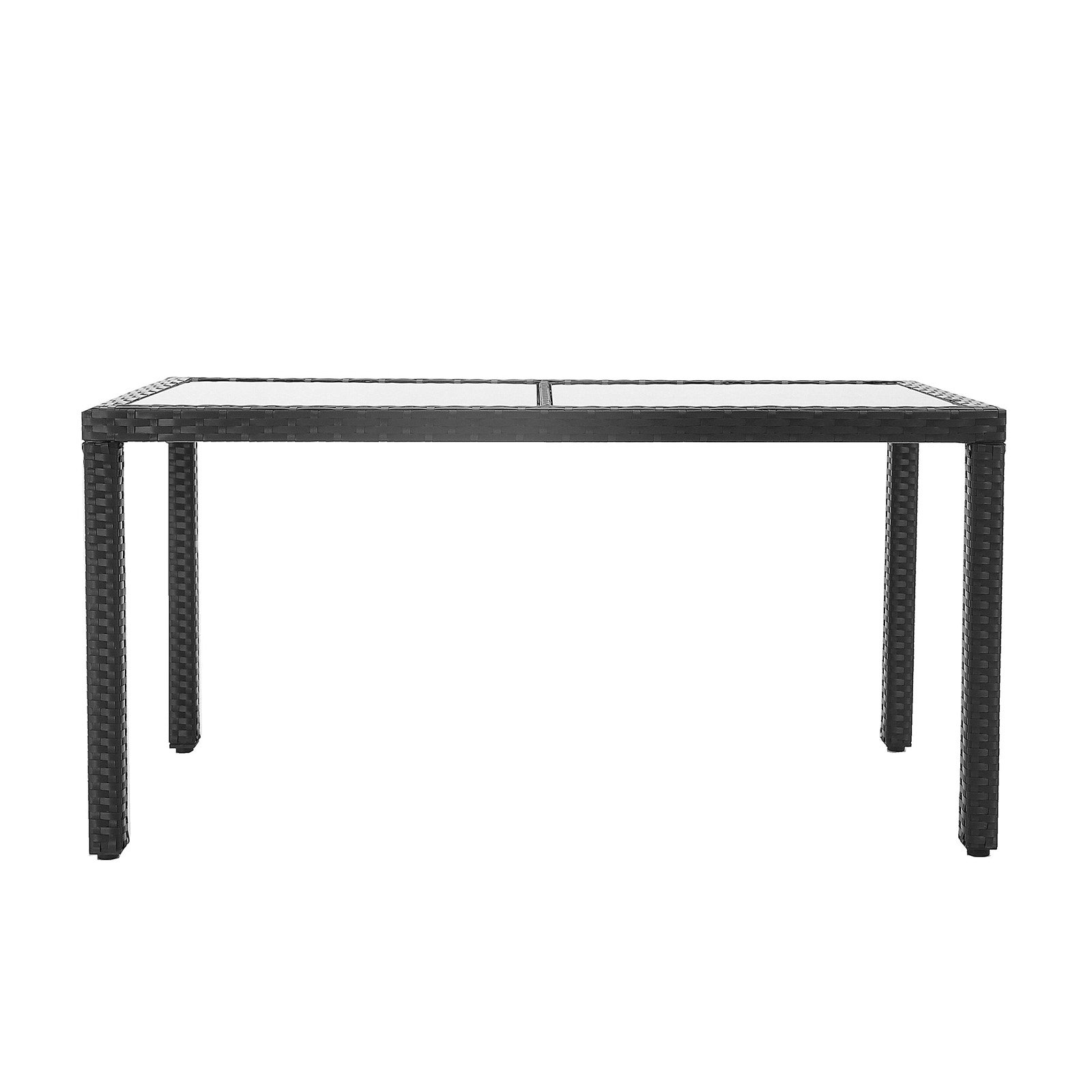 Baner Garden  Outdoor Patio Resin Wicker Steel Rectangle Dining Table Furniture, Chocolate - 57.1 x 30.3 x 28.5 in. - image 5 of 5