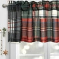 thumbnail image 4 of DriftAway Christmas Plaid Valance Scottish Tartan Plaid Farmhouse Kitchen Curtain Red Green Linen Semi Sheer Check Rod Pocket Rustic Window Treatment for Living Room Kitchen Single 52 x 18 Inches, 4 of 8