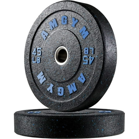 AMGYM Bumper Plates, 2-Inch Olympic Weight Plates with Steel Insert for Weight Lifting and Strength Training, Pairs or Sets(2x45lb)