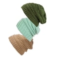 thumbnail image 1 of Bonnet Tricoté pour Femmes Lot de 3 - Beige/menthe/olive, 1 of 1