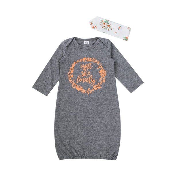 CIYCuIT Newborn Baby Girl Isn't She Lovely Floral Nightgowns Headband