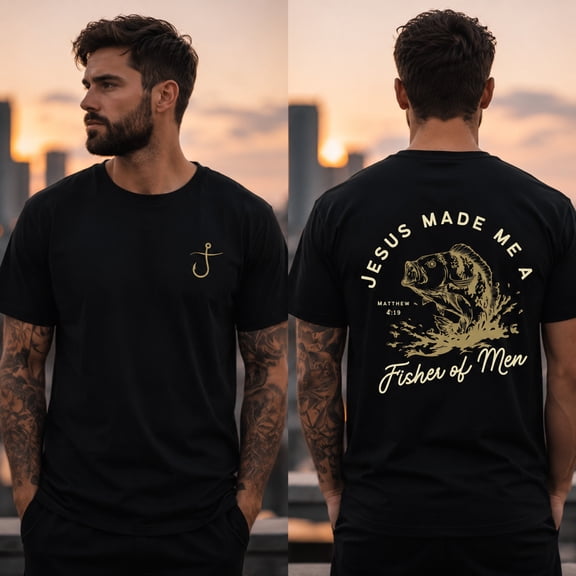 Fisher of Men T-Shirt, Christian Fishing Graphic, Jesus Faith Shirt, Hunting Shirt ,Short Sleeve Tee
