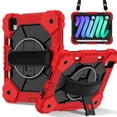 thumbnail image 1 of Funda Resistente a Golpes para iPad A16 11th / iPad A16 10th, Funda Protectora de Silicona Anti-caída + Capa de PC con Asa Giratoria de 360°, Correa para el Hombro, Rojo, para iPad A16 11th/10th, 1 of 8