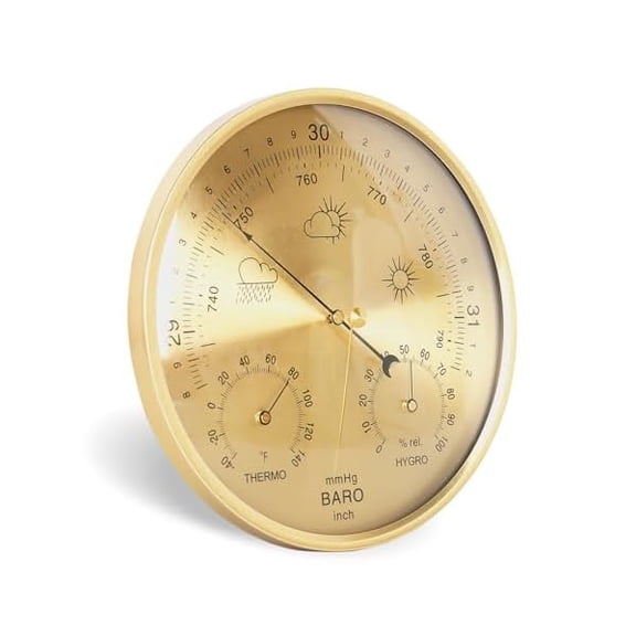 ZLC3-in-1 All-Season Wall Hanging Thermometer, Barometer, Hygrometer | Accurate Weather Station for Home and Office | Fahrenheit Edition in/Outdoor