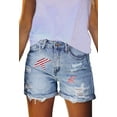 thumbnail image 3 of Pink Queen Women Summer Denim Shorts Mid Rise Ripped Faryed Hem Distressed Strectch Short Jeans S-2XL, 3 of 3
