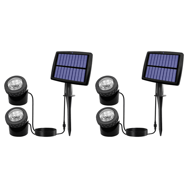 2X Solar Pond Spotlights, LED Solar Underwater Lights with Dual Head Waterproof Submarine Landscape Spotlight Lighting C