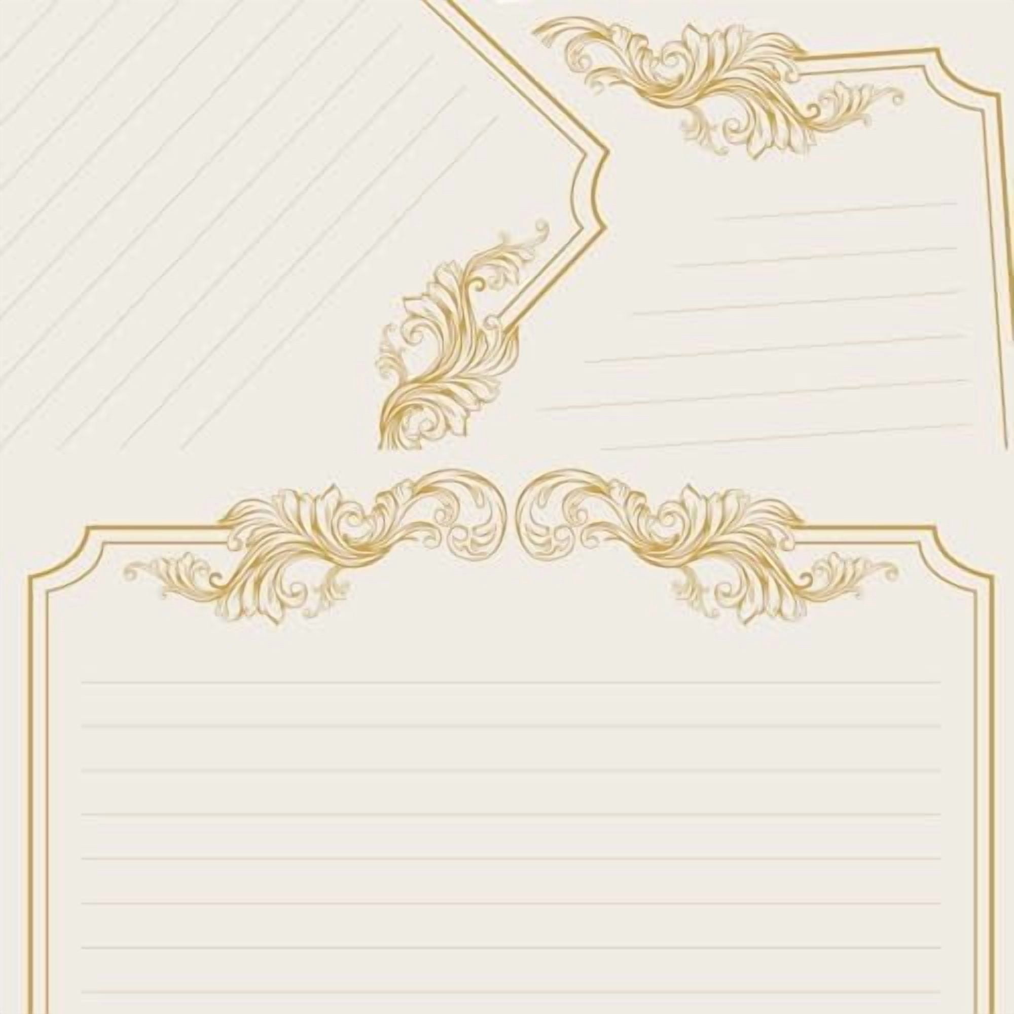 Quivanta 90 Piece Stationery Set - 60 Vintage-Style Paper Sheets + 30 Envelopes, Gold Border Letter Writing Paper for Love Letters & Party Invitations
