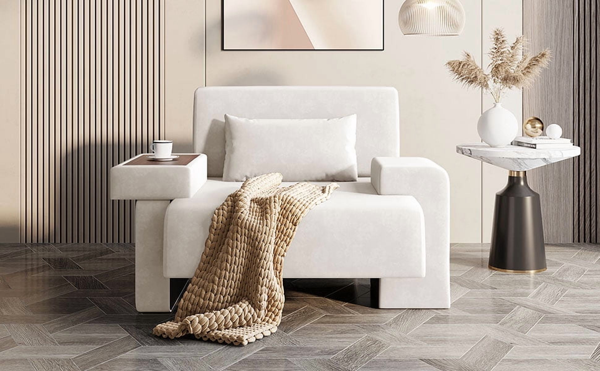 Euroco Modern Oversized Armchair, 48'' Wide Mid-Century Chair with Pillow Upholstered, Sturdy Wood Frame & Soft Cushion for Living Room