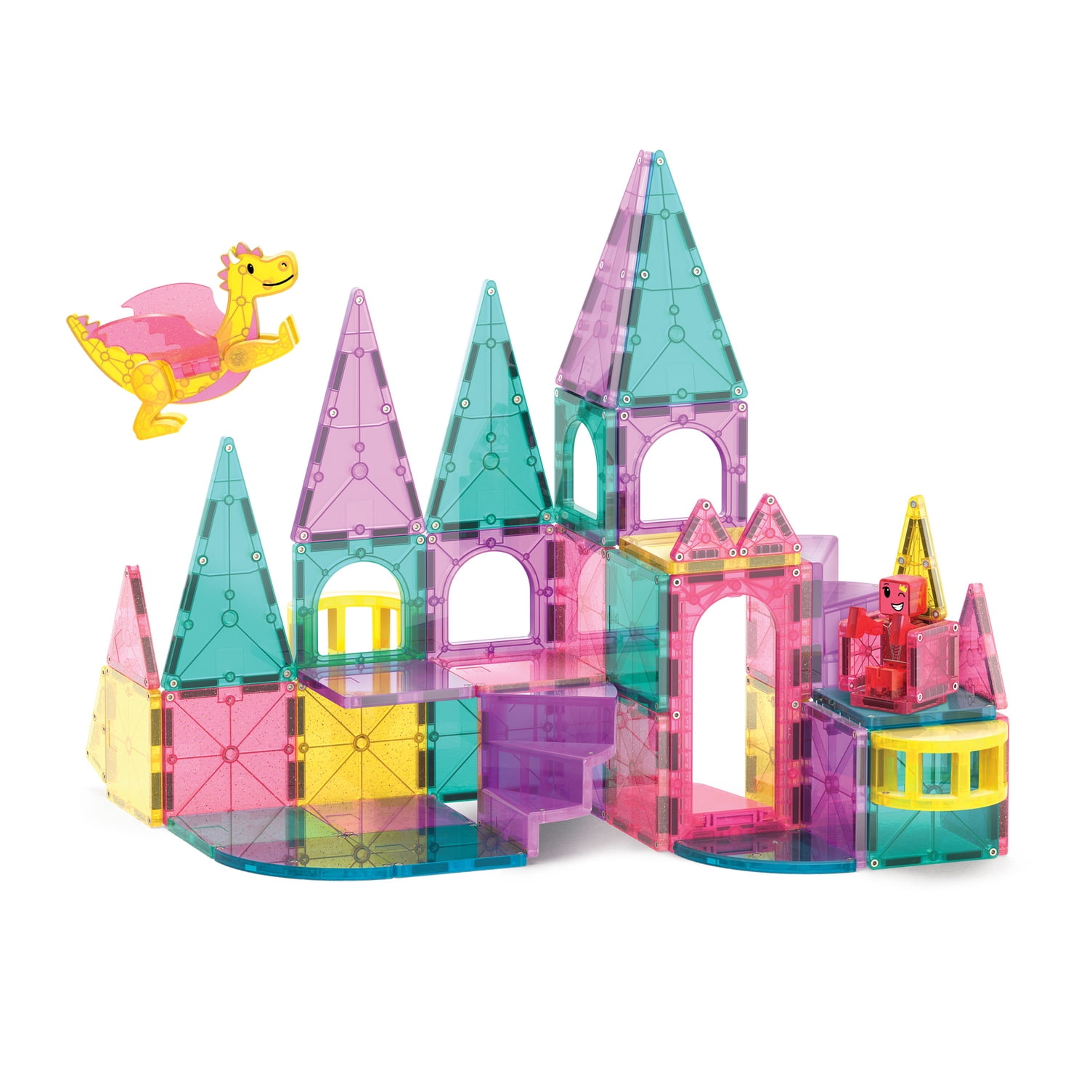 MAGNA TILES Castle DLX 48 Piece Magnetic Construction Set The ORIGINAL Magnetic Building Brand Walmart