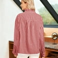 thumbnail image 5 of JGGSPWM Womens Classic Plaid Ruffle V Neck Button Down Blouse Casual Long Sleeve Gingham Trendy Tops Work Checkered Shirt Red XL, 5 of 5