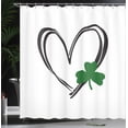 thumbnail image 3 of Ambesonne Irish Shower Curtain, Heart with Shamrock Leaves, 69"Wx70"L, Dark Grey Green White, 3 of 4