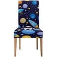 thumbnail image 1 of FMSHPON Cartoon Space Astronaut Rockets Planets Stars Starry Night Stretch Chair Cover Protector Seat Slipcover for Dining Room Hotel Wedding Party Set of 1, 1 of 5