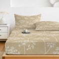 thumbnail image 6 of Cal.King Size Fitted Sheet Set - Rustic Botanical 3 Piece Bedding Sets 16" Deep Pocket Fitted Sheet with 2 Pillowcases, Retro Farmhouse Floral Flowers Light Brown Brushed Microfiber Hotel Bed Sheets, 6 of 9