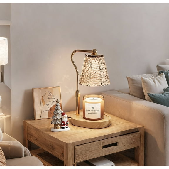 Dimmable Candle Warmer Lamp with Timer – Height Adjustable Wax Melter for Scented Jars, Vintage Home Decor, Includes 2 Bulbs