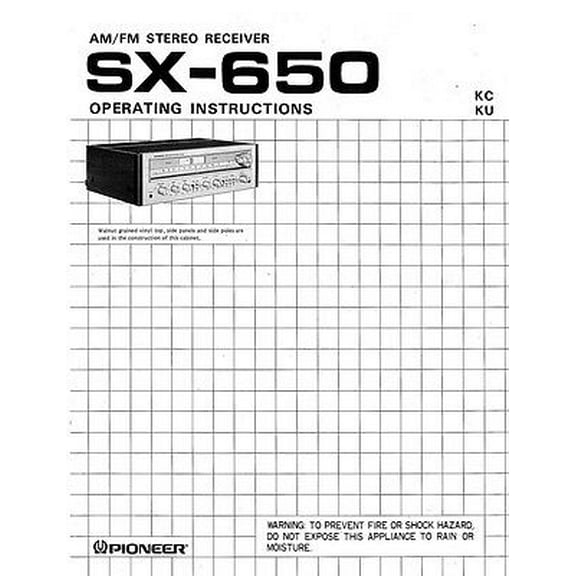 Instruction Manual ONLY for Pioneer SX-650 Receiver Owners Manual REPRINT