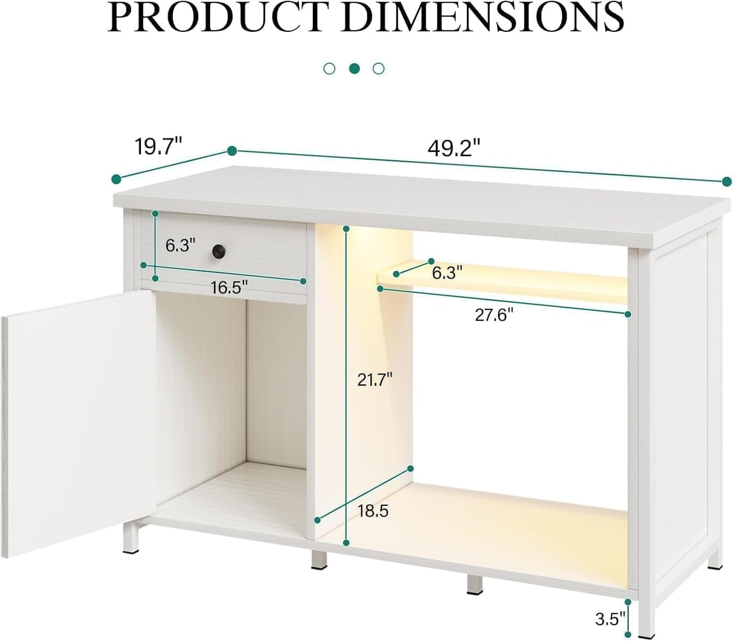 DreamCurship 55-75 Gallon Aquarium Stand with Storage Cabinet & Power Outlets LED Light, Fish Tank Stand with Drawer & Barn Door, Suitable for Fish Tank Stand, Turtle Tank, Reptile Terrarium, White