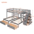 thumbnail image 3 of Full Over Twin Bunk Bed for 3, Wood Triple Bunk Bed Frame with Drawers and Convertible Storage Staircase, Heavy Duty 3 Bunk Beds with Full-Length Guardrails for Kids, Teens and Adults, Gray, 3 of 9