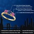 thumbnail image 2 of Gem Stone King 18K Yellow Gold Plated Silver Blue Created Sapphire and Pink Moissanite Engagement Ring for Women | 2.00 Cttw | Round 6MM | Gemstone September Birthstone | Size 9, 2 of 6