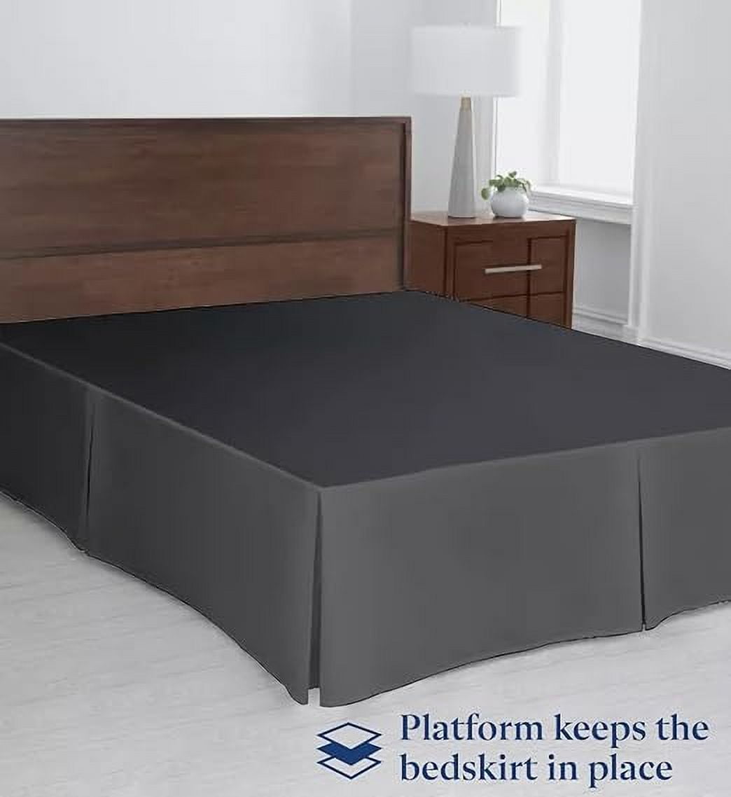 Hotel Quality Pleated Twin Bed Skirt with Split Corners – 18 Inch Tailored Drop Easy Fit - Pleated Dust Ruffle - 100% Microfiber Soft, Wrinkle-Free Box Pleated Bed Skirts - Dark Gray.